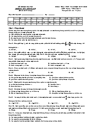 Đề kiểm tra 1 tiết môn Vật lý Lớp 11 - Mã đề 687 - Năm học 2019-2020 - Trường THPT Đông Anh